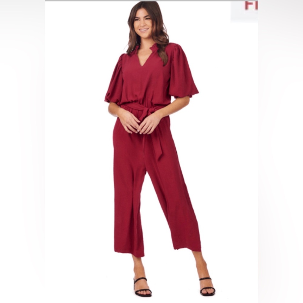 Mud Pie “Annalise” V-Neck Jumper with Tie Waist in Berry